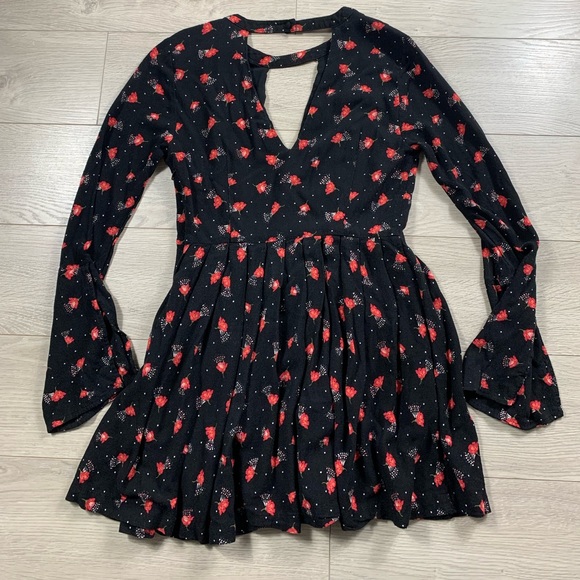Free People Tegan Floral Print Mini Long Sleeve Dress - Picture 6 of 15